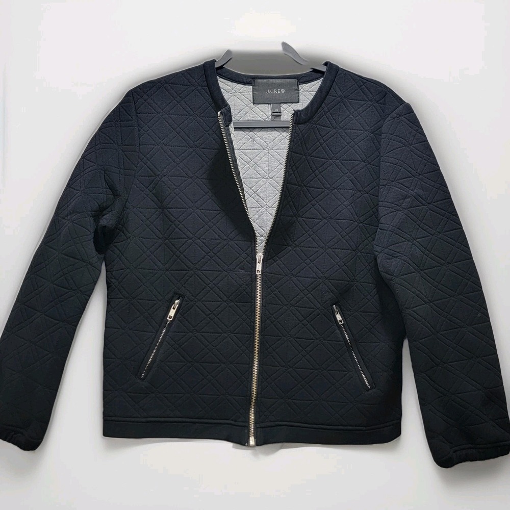 J. Crew Womens XSmall‎ Quilted Neoprene Surf Zip Jacket Blazer Black B5961